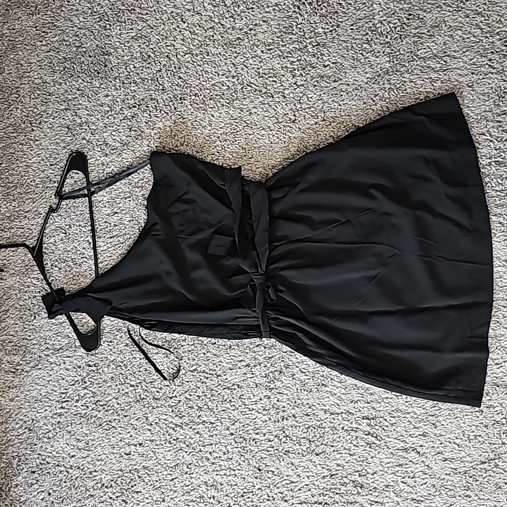 Black one shoulder mini dress
